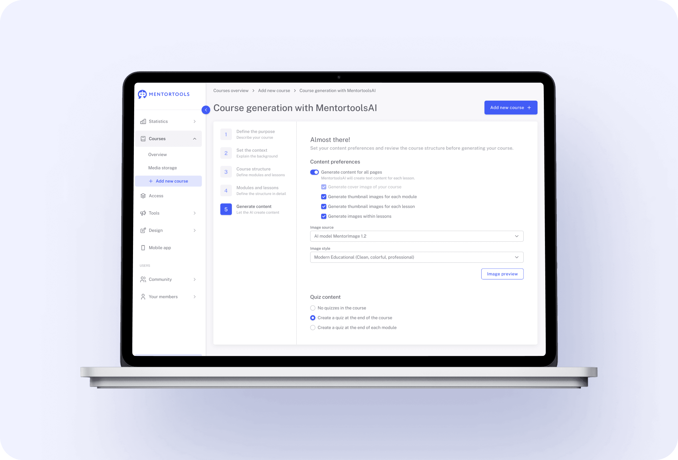 Course creation with AI