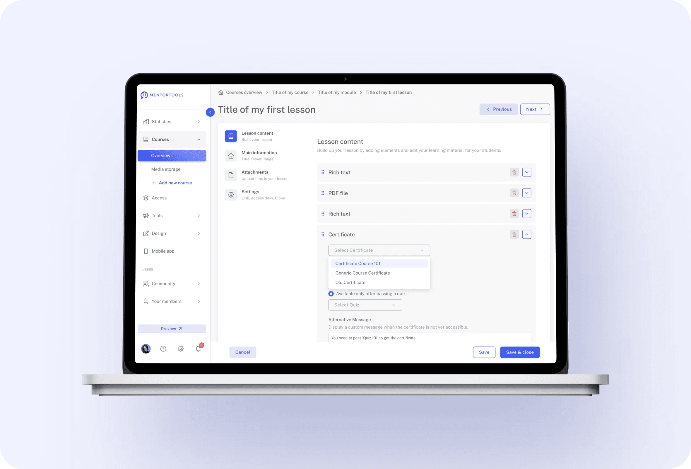 Certificates feature 2