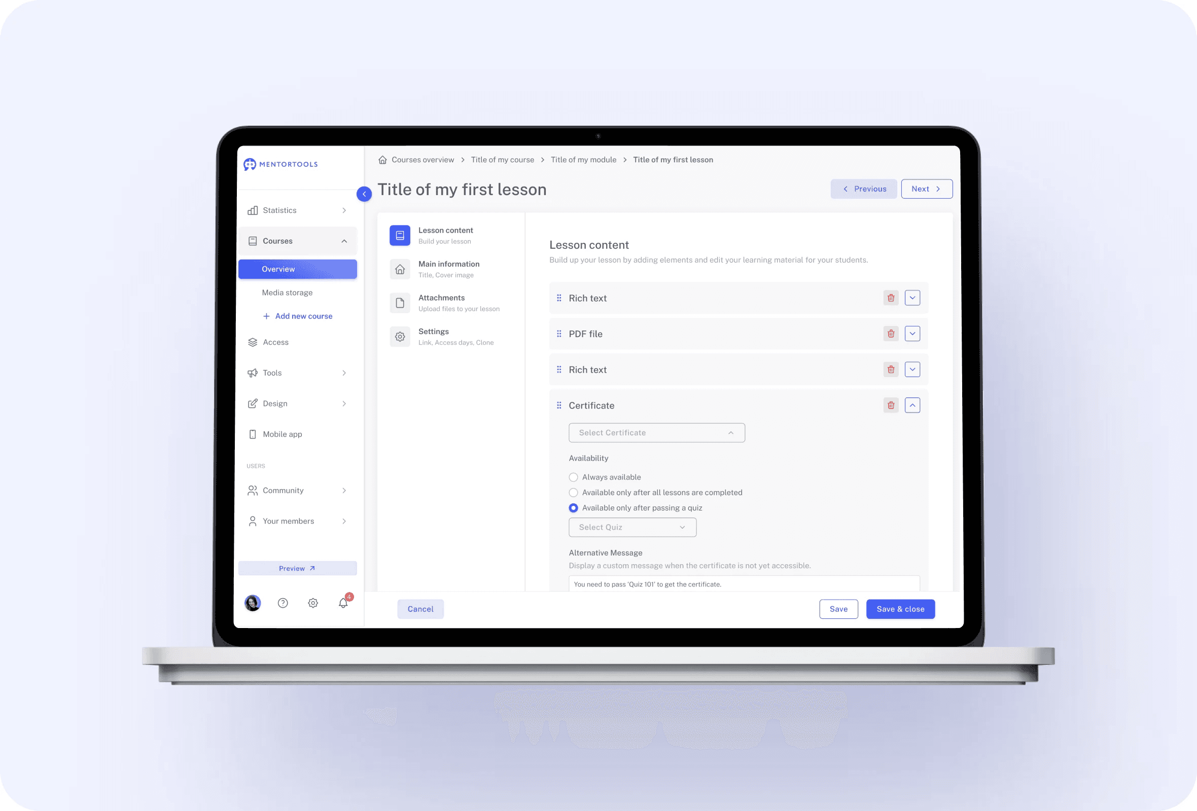Certificates feature 8
