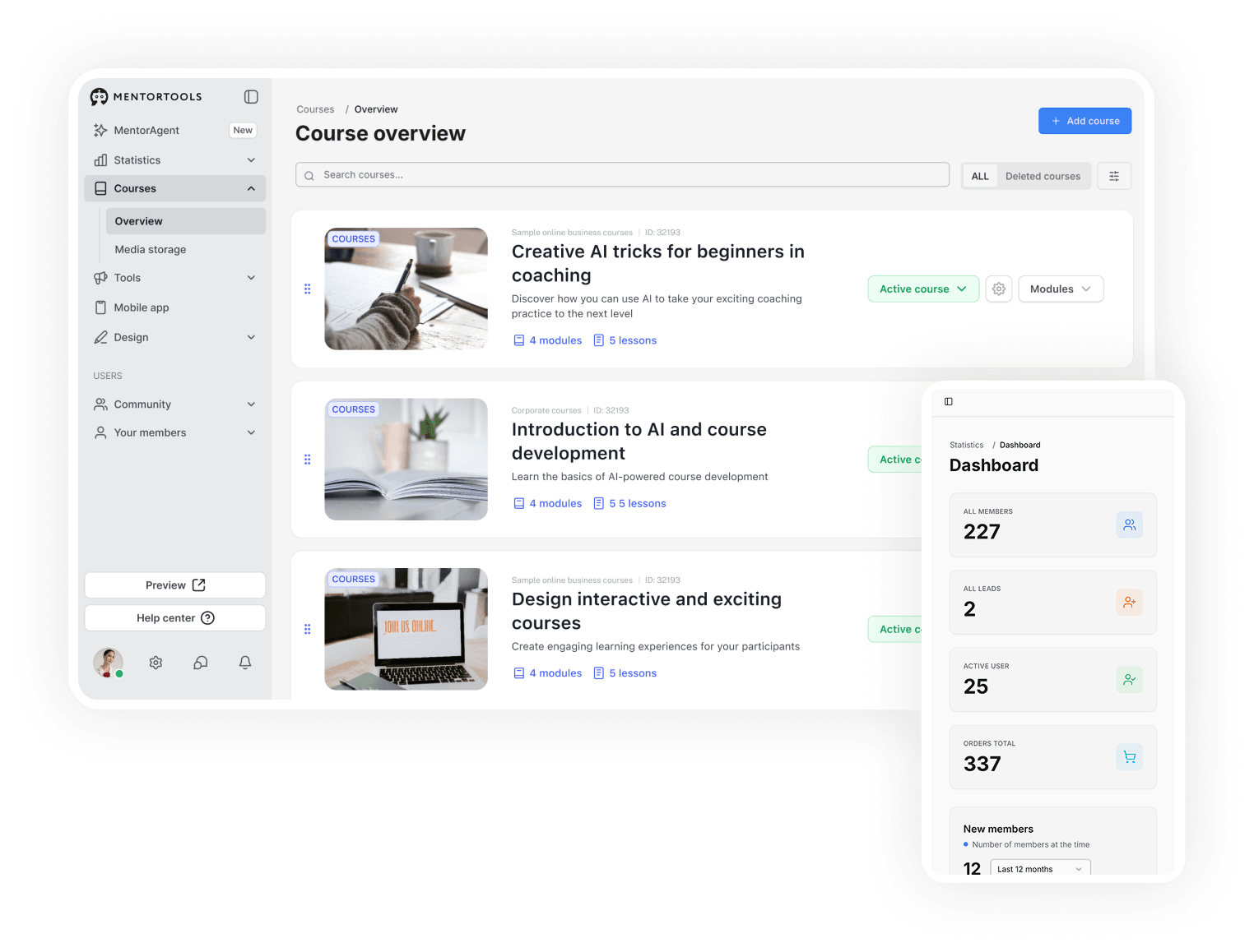 Mentortools dashboard